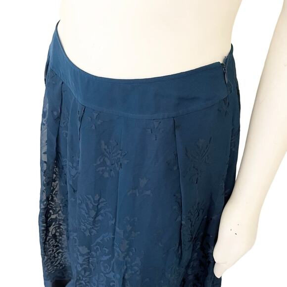 NEW COLDWATER CREEK Jacquard Midi Skirt in Lapis Blue Silk blend SZ 6 - Picture 3 of 10